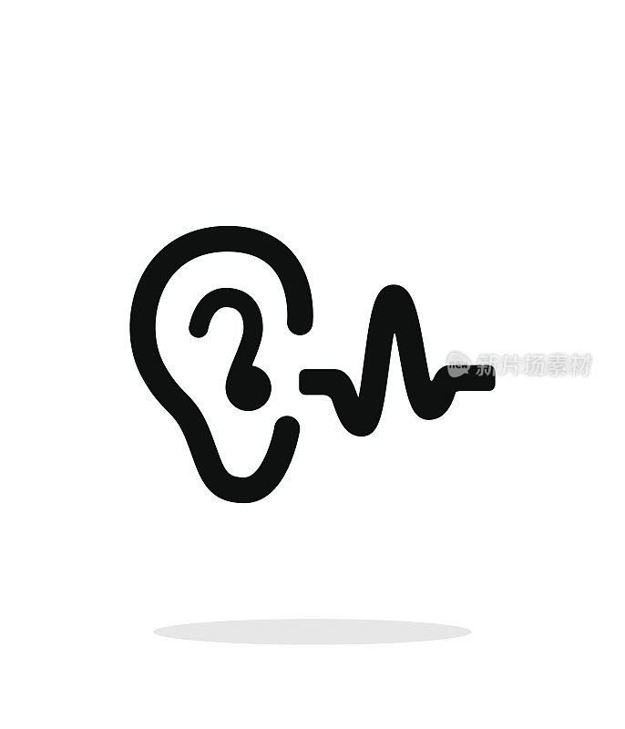 Ear hearing sound icon on white background.